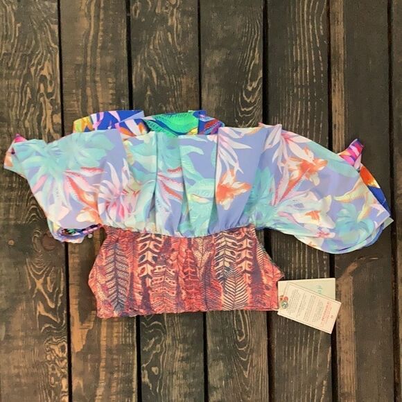 MAAJI OFF THE SHOULDER Floral RUFFLE BIKINI TOP - Picture 6 of 14